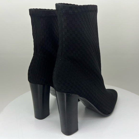 Fergie Taryn Ankle Boot Booties Black Basketweave Geometric Dressy Office Career - Picture 6 of 15
